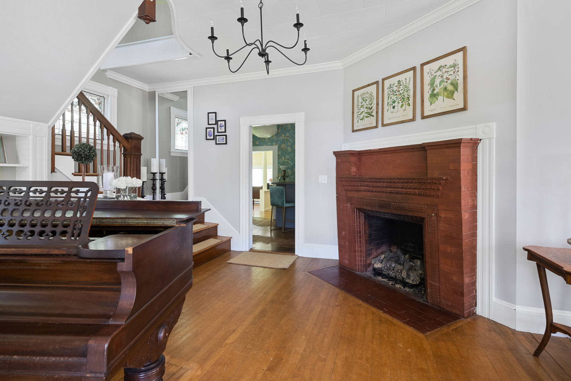 fireplace with antique brick