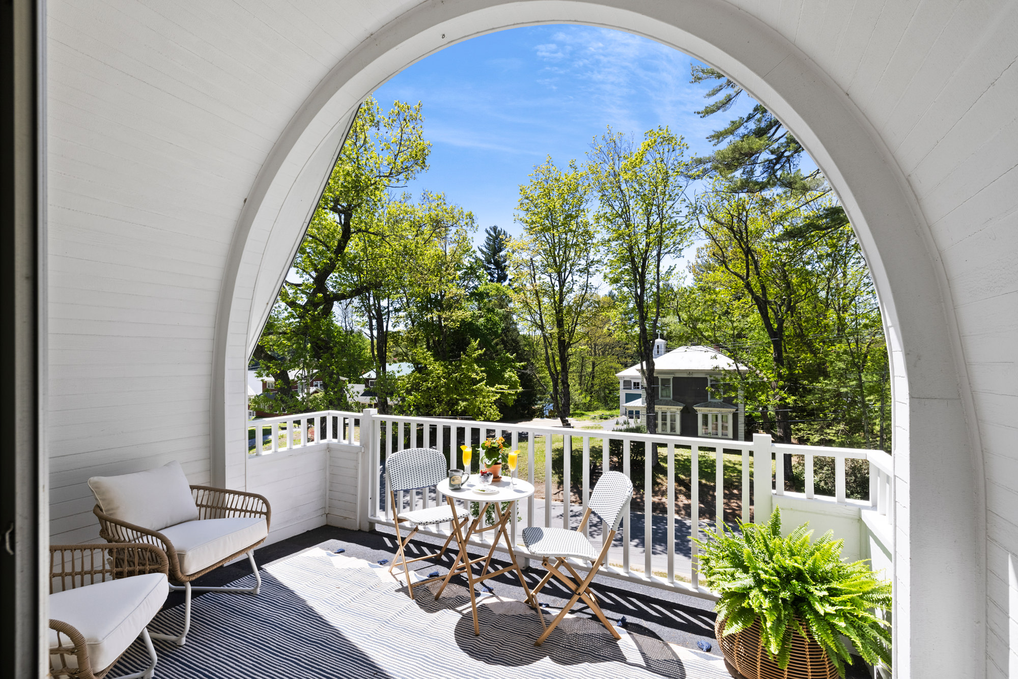 private balcony with bistro set