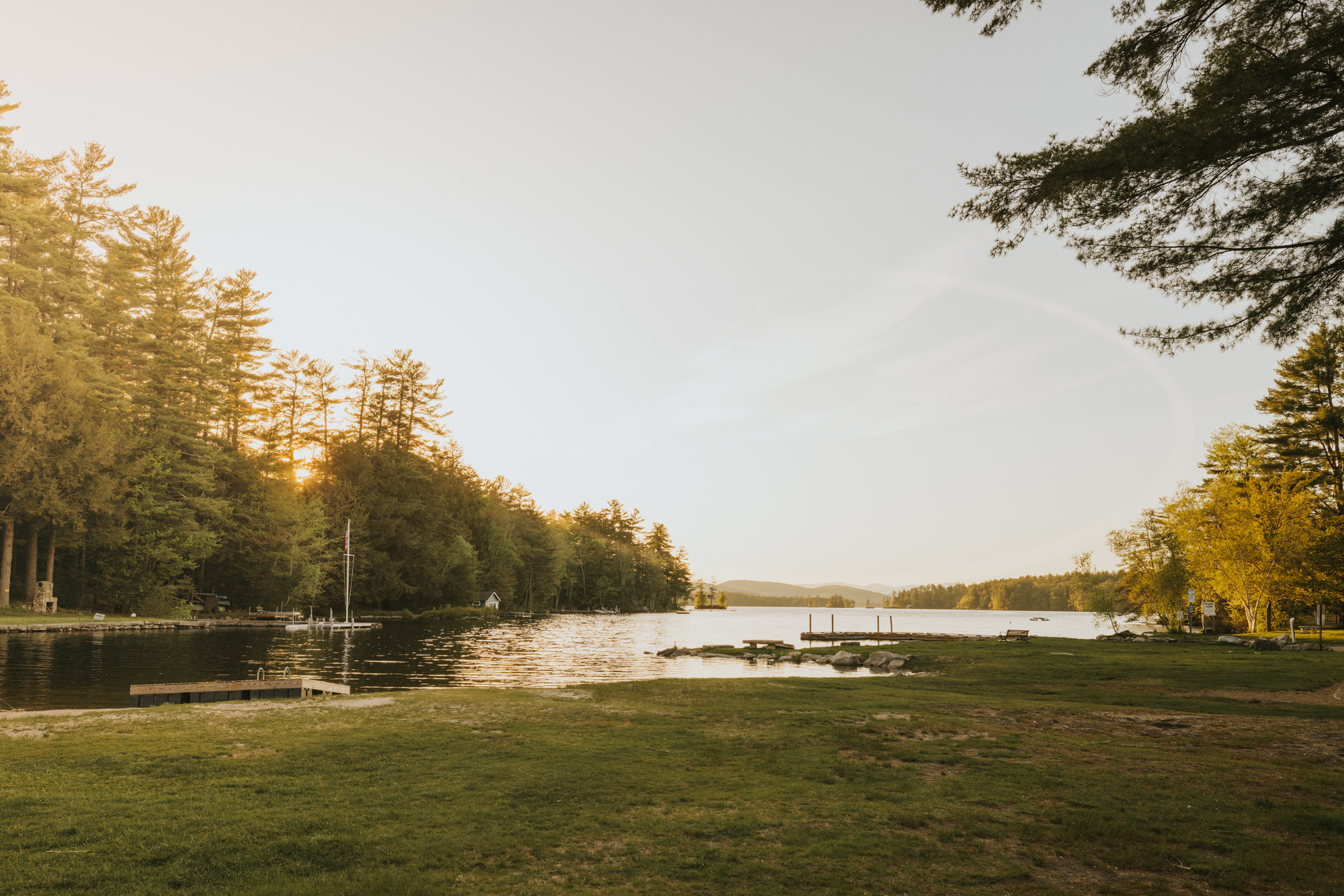 lake and piers at noble house inn